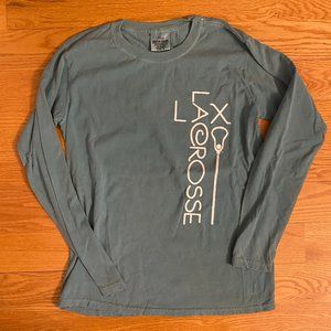 Comfort Colors Lacrosse Graphic Long-Sleeve Tee (M)